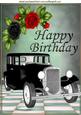 Black Vintage Roadster Car with Roses A4