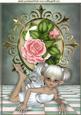 Pretty Faerie in White with Pink Roses A4