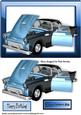 1950's Classic Blue Car in Glass Frame