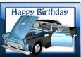 1950's Classic Blue Car in Glass Frame A4