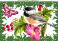 Pretty Birds on a Branch of Flowers A4