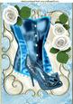Satin Blue Basque with White Roses A4