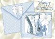 Pretty Blue/white Basque on Card & Envelope A4