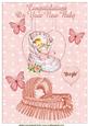 Vintage Baby Girl on a Heart with Butterflies Pop Up