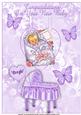 Vintage Baby Girl on a Heart with Purple Butterflies Pop Up
