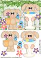 Gardening Bunnies with Little Blue Birds