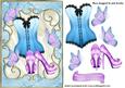 Pretty Blue Basque with Lilac Shoes and Butterflies