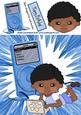 Ethnic Boy with Mp3 Player and Laptop 8x8