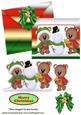 Little Teddies with Snowman on Card and Envelope
