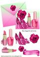 Shades of Pink, with Shoes and Rose on Card & Envelope