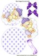 Cute Little Angel Bear with Purple Bows on a Cloud Rocker