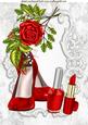 Pretty Red Shoes and Makeup with Red Roses A4