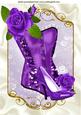 Pretty Purple Basque with Painted Roses A4
