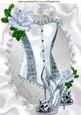 Satin Silver Basque with Sparkle Shoes and Roses A4