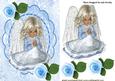 Little Angel Praying with Blue Roses on Lace