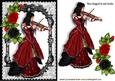 Black Lace Frame with Red Roses and Violinist
