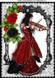 Black Lace Frame with Red Roses and Violinist A4