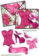 Pretty Cerise Basque and Shoe on Floral Card & Envelope
