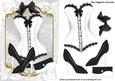Black/white Polka Dot and Lace Basque, Shoe & Clutch Bag