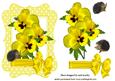 Yellow Pansies with Little Hedgehogs and Bow
