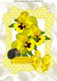Yellow Pansies with Little Hedgehogs and Bow A4