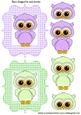 Cute Little Toppers of Purple and Green Owls Gingham Frame