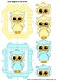 Cute Little Toppers of Lemon and Turq Owls in Gingham Frames