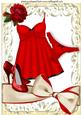 Sexy Red Lingerie, with Red Shoes and Bow A4