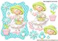 Little Lady in the Garden with Blue Birds and Flowers