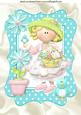 Little Lady in the Garden with Blue Birds A4