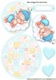 Little Sleepy Boy Angel Bear on Patchwork Rocker Card