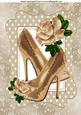 Pretty Gold Sparkle Shoes with Rainbow Rose A4