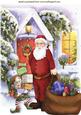 Santa with His Little Elf Helper in the Snow A4