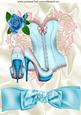 Pretty Blue Rose with Basque and Shoes A4