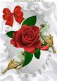 Pretty Painted Red Roses with Little Bird A4