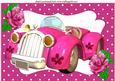 Pink Toon Car in Polkadot Frame A4