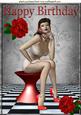 Penny Pin Up, 1950's with Red Roses A4