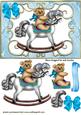 Teddy on Rocking Horse with Blue Bow