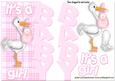 Baby Girl Word Cutout, with Cute Stork