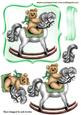 Cute Little Teddy on a Green Rocking Horse