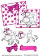 Pink Hearts, Poodle Love on Card & Envelope