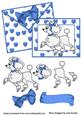 Blue Hearts, Poodle Love on Card & Envelope