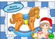 Little Baby Girl with Her Rocking Horse A4