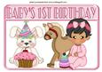Baby Girls 1st Birthday with Rocking Horse A4