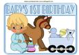 Baby Boys 1st Birthday with Rocking Horse and Train A4
