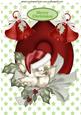 Robin in Santa Hat, Green Stars, and Red Bells A4