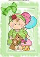 Baby Girls First Birthday with Cupcake and Teddy A4