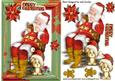 Santa in Chair with Little Dog in Santa Hat