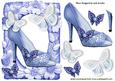 Denim Blue! with Pretty Shoe in Flower Frame