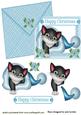 Kitty in Santa Hat on Card and Envelope